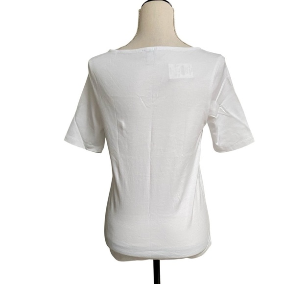 J.Crew Factory White Boatneck Tee Size S | Fair Trade Cotton Elbow Sleeve NWT - Picture 9 of 13